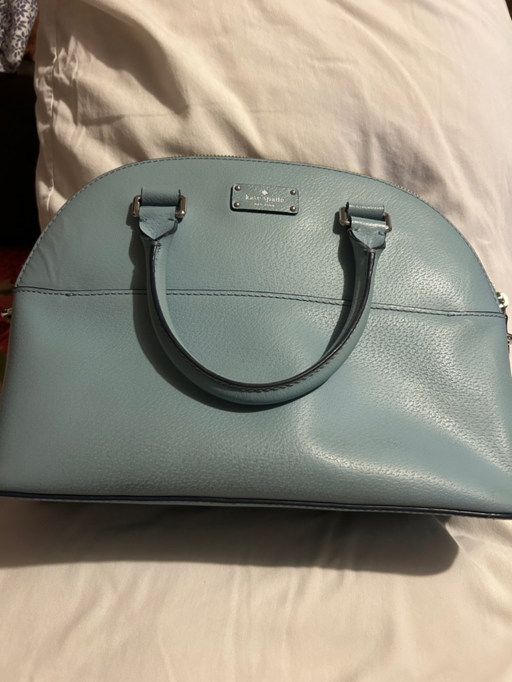 kate spade light blue pebbled leather dome satchel